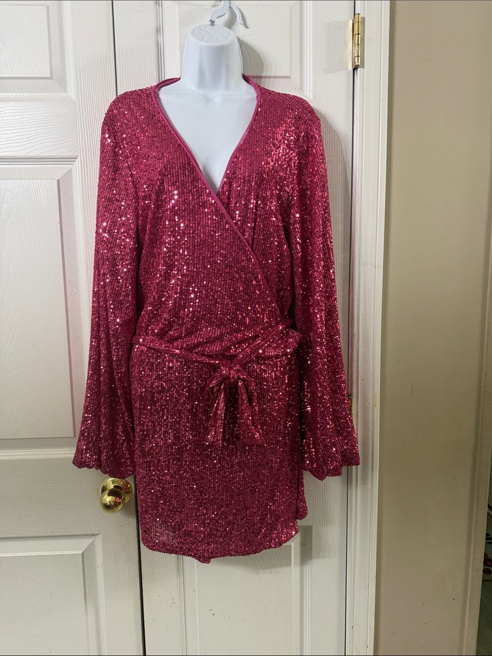 Free People Pink Christa Sequin Romper Sz L EUC worn once Eras Tour